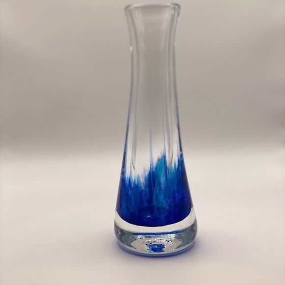 Jerpoint Hand Blown Blue Art Glass Vase New - Picture 1 of 4